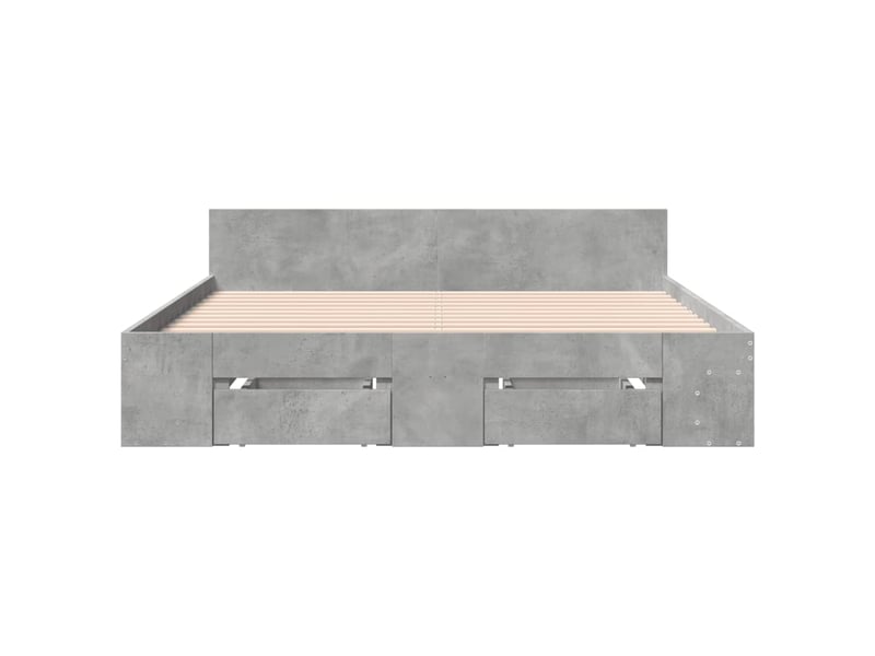  Lit double- lit adulte -  cadre de lit avec tiroirs sans matelas gris béton 140x200 cm  - Conforama C