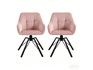 Chaise de salle à manger pivotante à 360° avec accoudoirs, lot de 2 en velours et métal rose