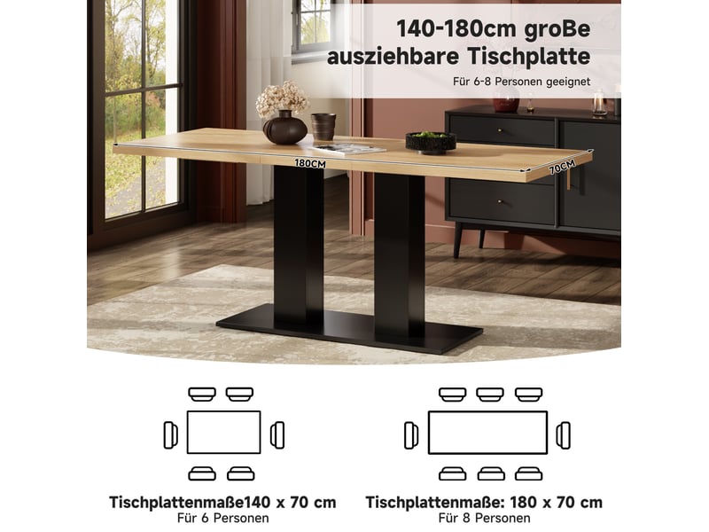Table à manger extensible 140x70 cm mdf naturel - Conforama D