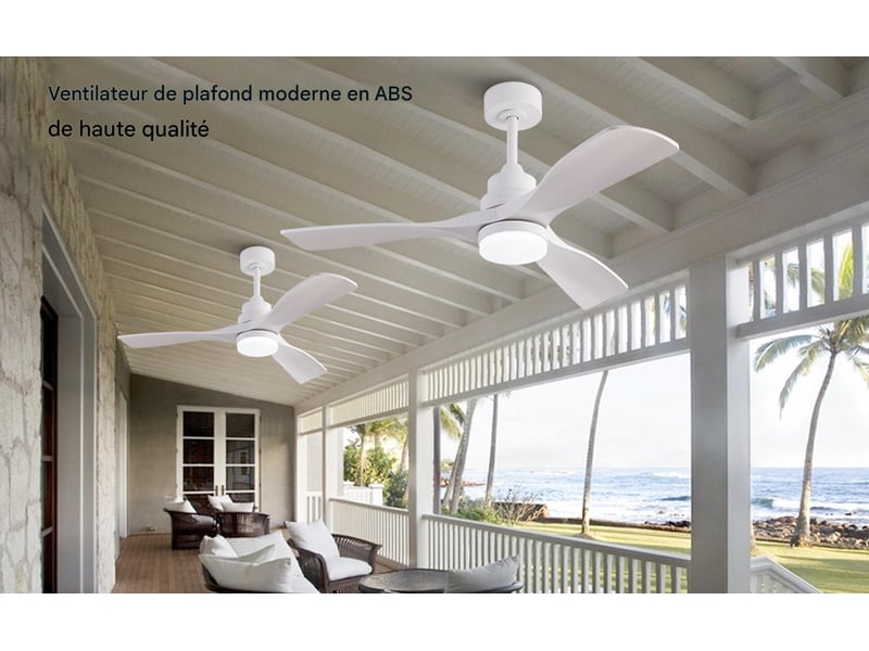  Ventilateur de plafond led avec télécommande moteur dc 3 pales blanc 107 cm W5766P467484 - Conforama B