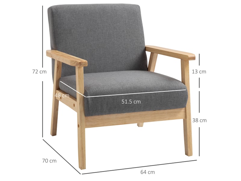  Fauteuil à oreilles 64x70x72 cm design scandinave bois gris  - Conforama D