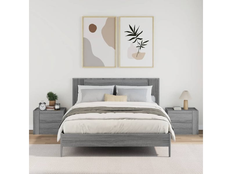  Lot de 2 tables de chevet - cabinet de chevet - table de nuit murales sonoma gris 45x30x35 cm  - Conforama B