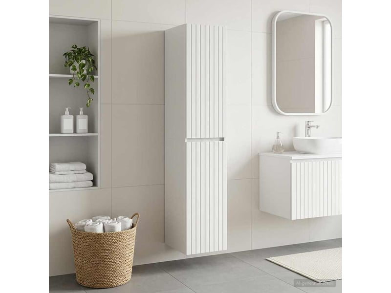  Cabinet salle de bain mural, meuble de rangement blanc 33x34.5x160 cm shl3356  - Conforama B