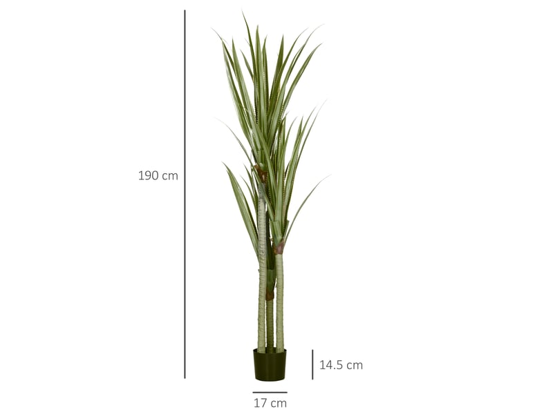  Plante de yucca artificielle de 190 cm avec 39 feuilles dans un pot en peva et ciment  - Conforama E
