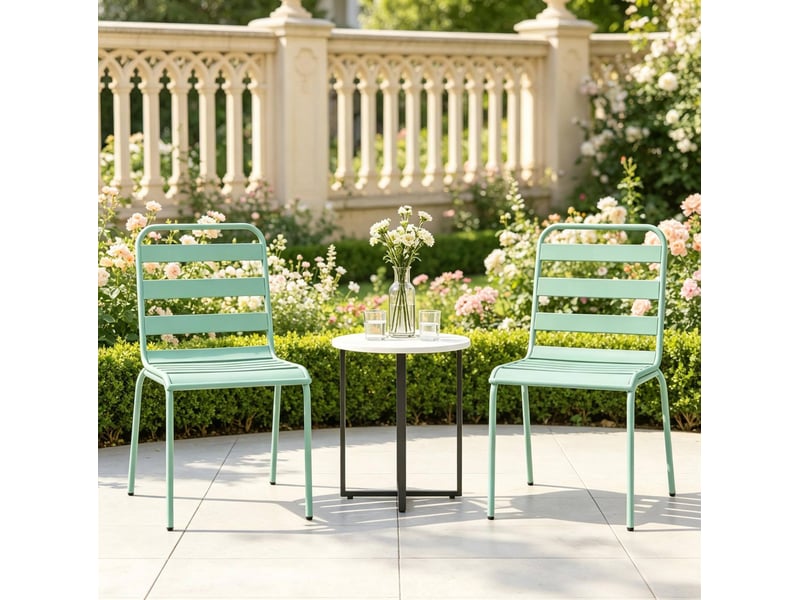 Lot de 2 chaises de jardin empilables en acier vertes 46 x 58 x 78 cm - Conforama B