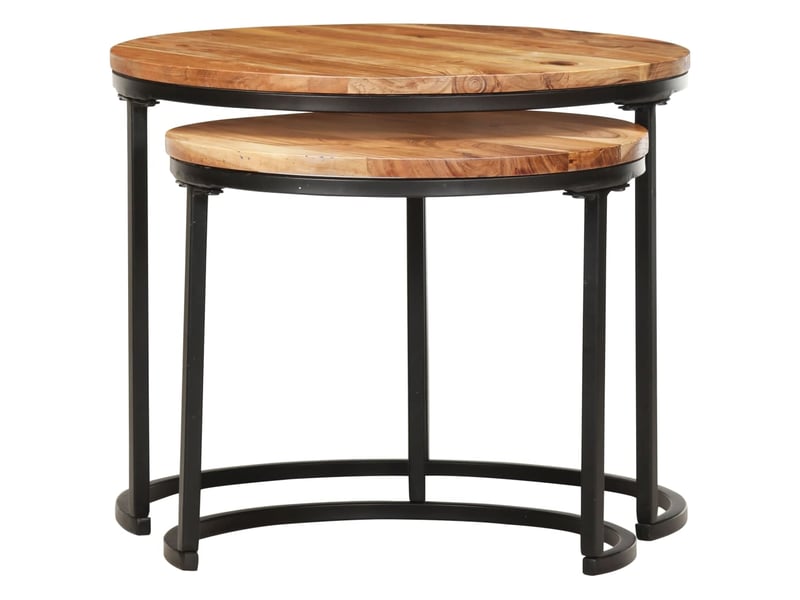  Tables gigognes 2 pcs | table de salon bois d'acacia massif  - Conforama B