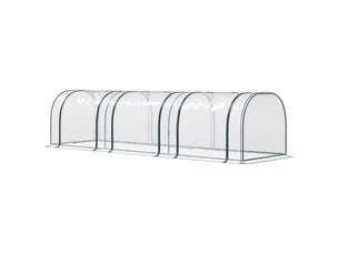 Mini serre de jardin mini serre tunnel serre à tomates 3,5l x 1l x 0,8h m acier pvc haute densité anti-uv 3 fenêtres avec zip enroulables vert et transparent