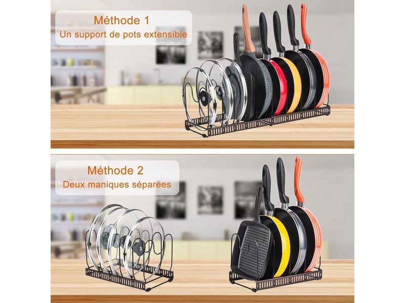  Range-casseroles réglables avec 10 compartiments convien noir  - Conforama C