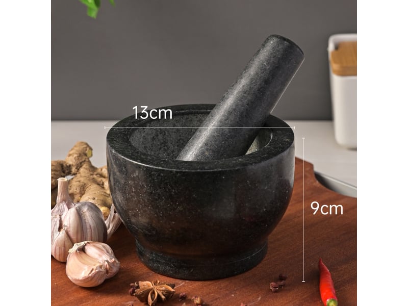 Mortier et pilon en granite poli – 13 x 9cm - Conforama B