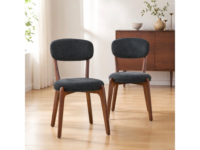  Chaise de salle à manger en tissu et métal noir idéale pour la salle à manger  - Conforama B