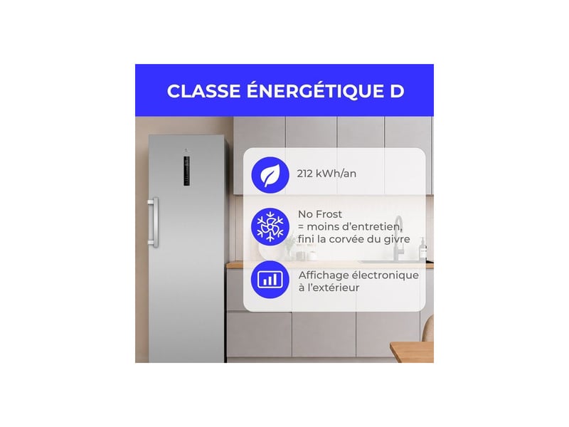  Congelateur armoire no frost 329 l inox avec affichage digital CECUF300NFIXD - Conforama B