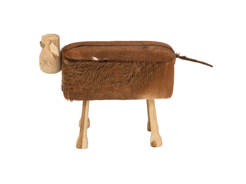  Tabouret mouton en cuir sacha 68cm marron  - Conforama B