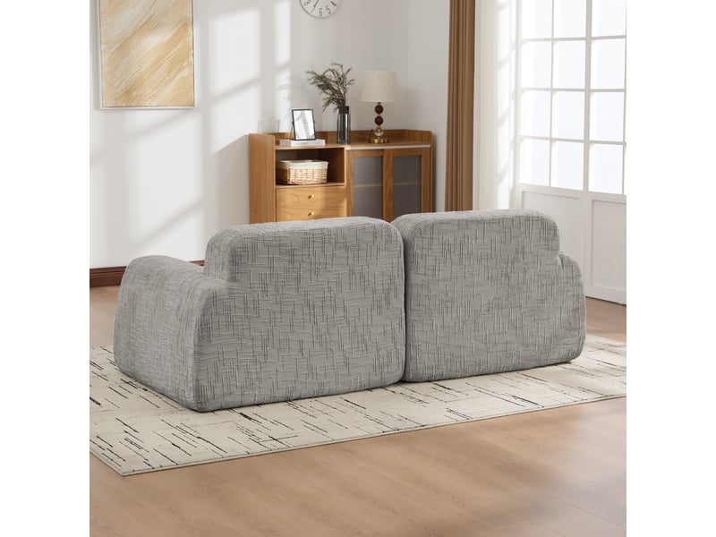Canapé modulable en tissu chenille gris, 198x90,5x73 cm, compression sans outil, idéal salon - Conforama E