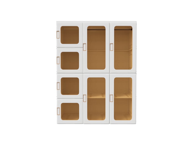  Armoire pliable penderie modulaire - 104x50x136cm - penderie portable 12 cubes 8 portes semi-transparentes - blanc  - Conforama A
