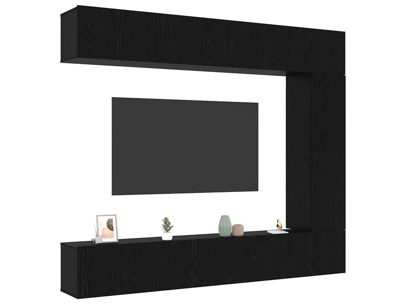  Ensemble meuble tv - banc tv - meuble de rangement 5 pcs chêne noir bois d'ingénierie  - Conforama C