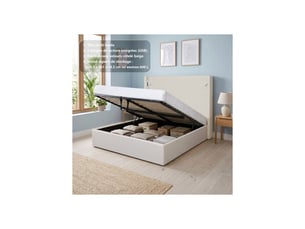 Lit coffre 160x200 cm <strong></strong> <strong>KTSTAN2CORDWH160</strong> coloris beige