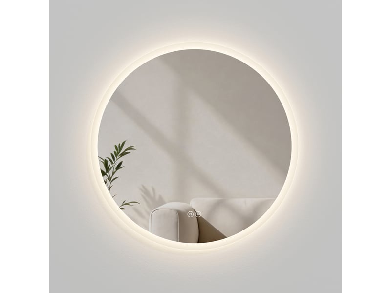  Emke miroir lumineux salle de bain rond diamètre 80cm, miroir led avec interrupteur tactile, anti-buée, miroir avec éclairage 3 couleurs  - Conforama A