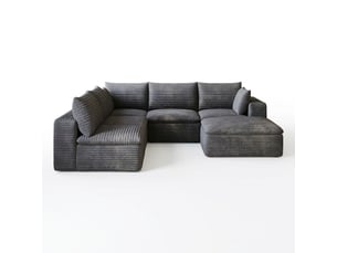 Canapé nuage en velours côtelé 6 places gris foncé modulable 260x250 cm