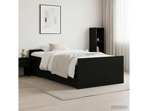 Lit adulte, lit simple, cadre de lit chêne noir 90x200cm bois d'ingénierie cf6144