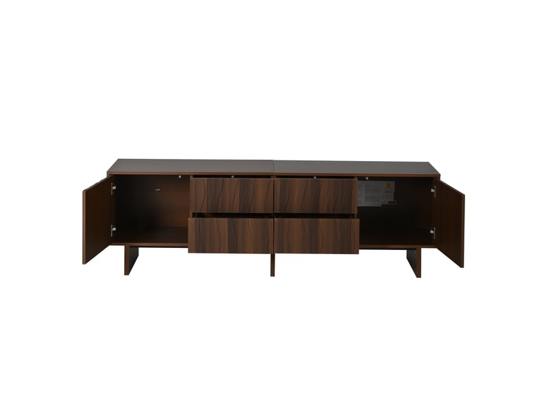  Meuble tv 180 cm pour tv jusqu'à 75 pouces, 180x40x56 cm, panneau de particules, meuble tv noyer foncé  - Conforama W