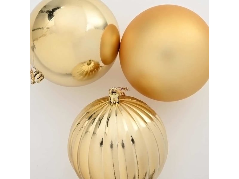  Ensemble de boules de noël xxl 4 pcs doré ø 20 cm plastique  - Conforama D