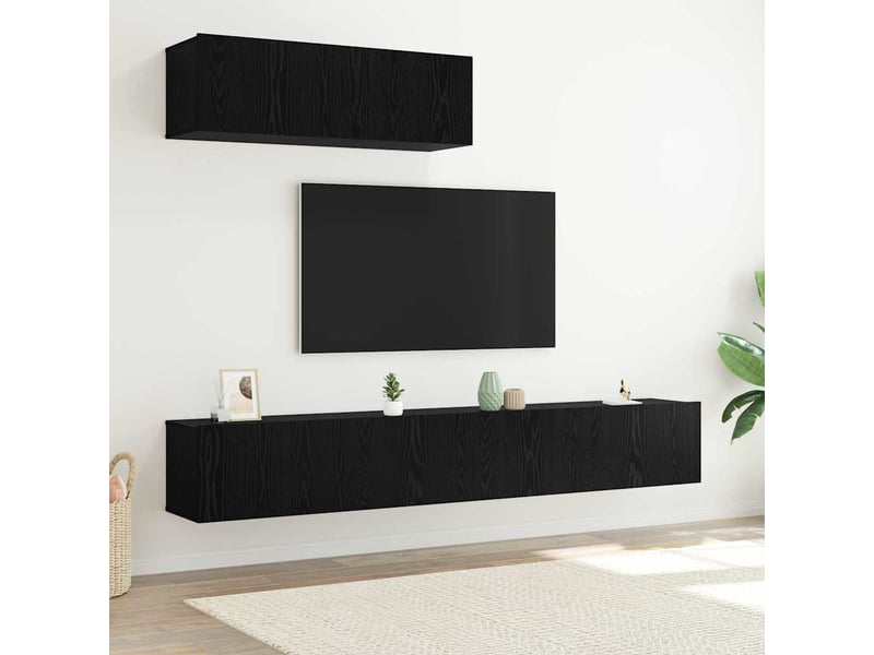  Ensemble meuble tv - banc tv - meuble de rangement 3 pcs chêne noir bois d'ingénierie  - Conforama B