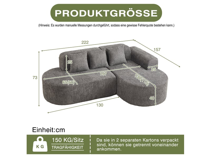  Canapé d'angle 3 places avec méridienne droite en chenille anthracite homvra  - Conforama E