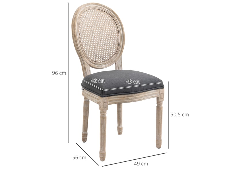  Lot de 4 chaises de salle à manger - bois massif sculpté, patiné - chaise de salon médaillon style louis xvi  - Conforama C