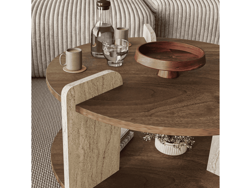  Table basse ronde double plateau d70 cm milo  - Conforama D