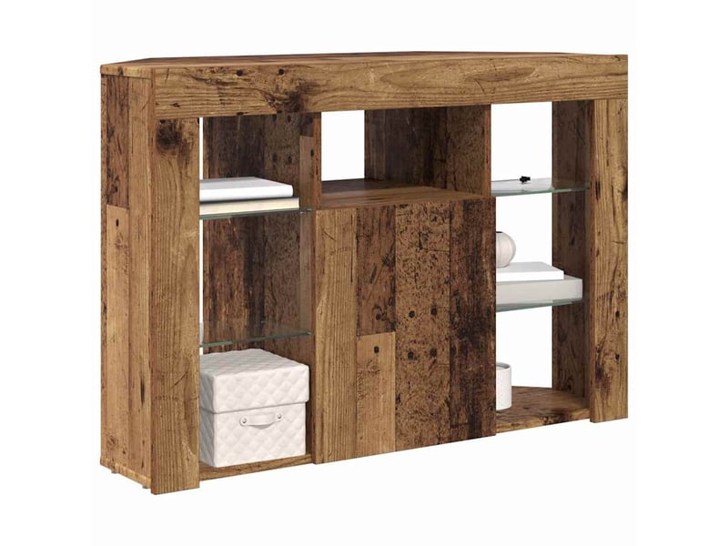 Meuble tv led d'angle 100x40x68cm bois ancien bois d'ingénierie - Conforama C