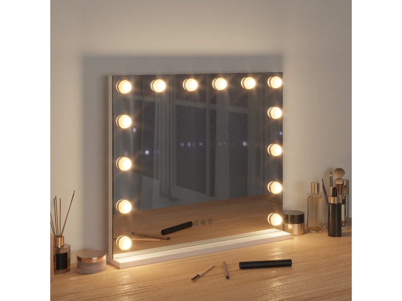Miroir de coiffure led blanc 50 x 10 x 44 cm verre et acier cf62698 - Conforama C