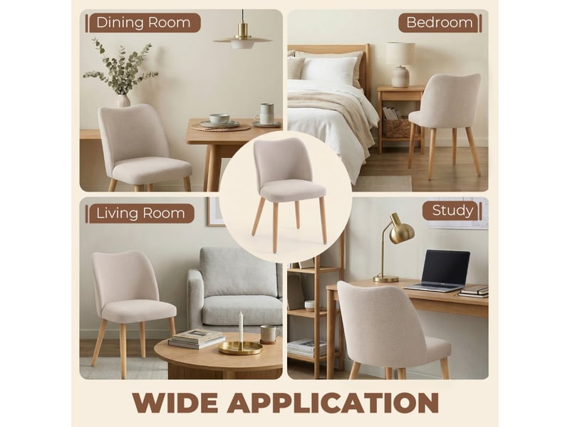  Chaises de salle à manger gala tissu effet lin bois crème  - Conforama D