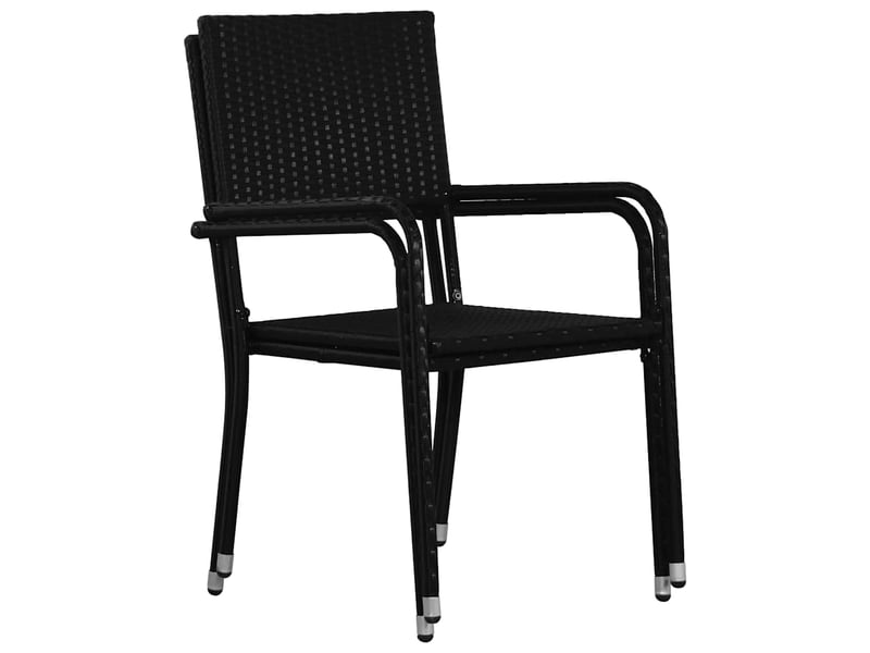 Chaise à dîner de jardin empilable 2 pcs - chaise d'extérieur noir résine tressée - Conforama D