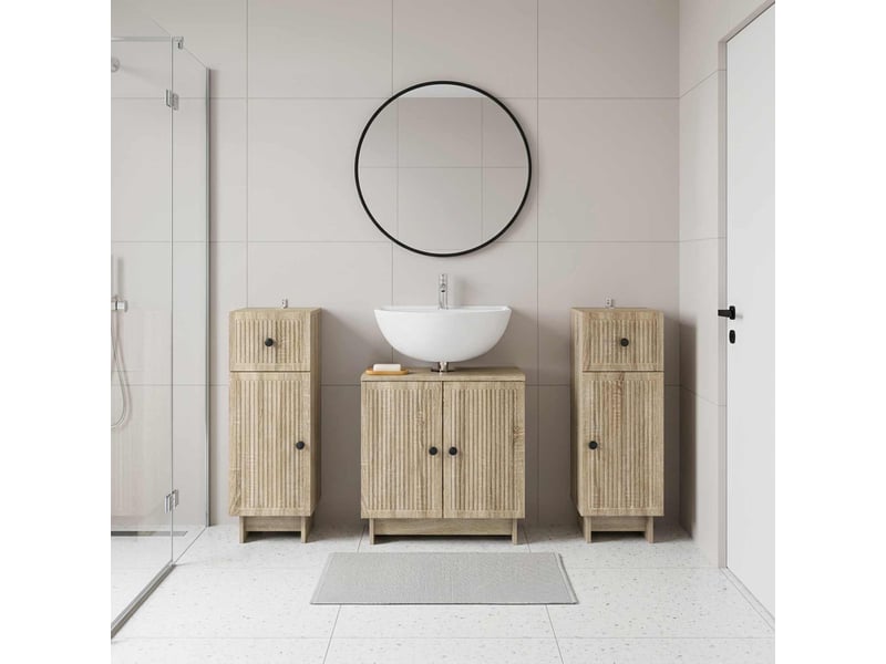  Ensemble de meuble de salle de bain 3 pièces ede chêne sonoma cf63416  - Conforama B
