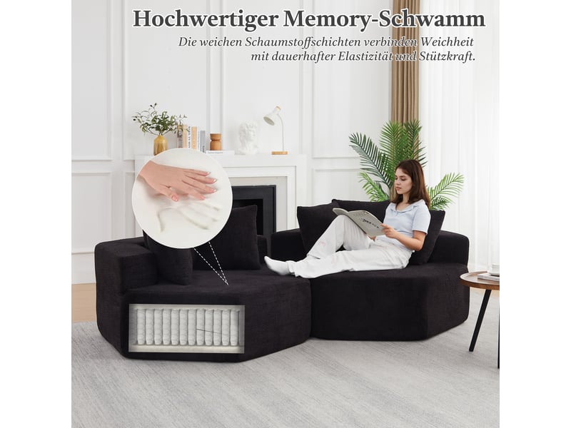 Fauteuil hexagonal moderne modulaire en chenille design combinable  - Conforama E