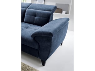 Canapé d'angle bleu 5 places angle gauche méridienne 210cm inferno