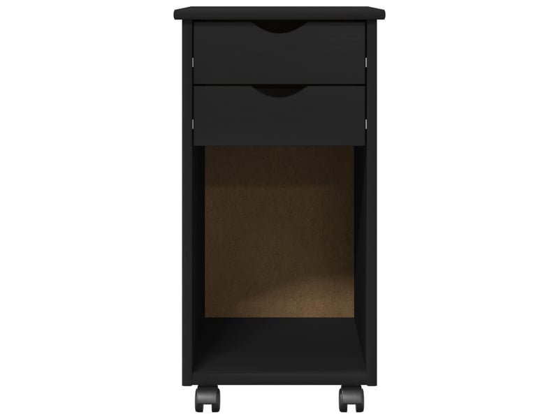  Caisson roulant de bureau, meuble de rangement 34 x 39 x 65,5 cm pin massif noir  - Conforama E