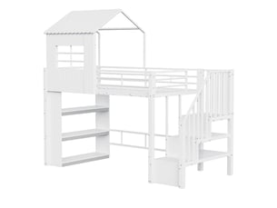 Lit cabane 90x200 cm SOGEU   coloris blanc