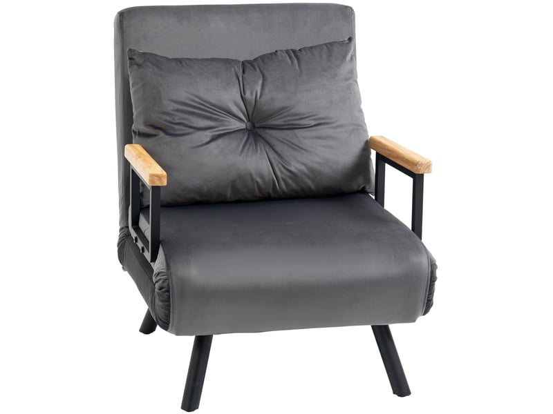Fauteuil-lit 1 place gris foncé avec dossier réglable 5 positions - Conforama A