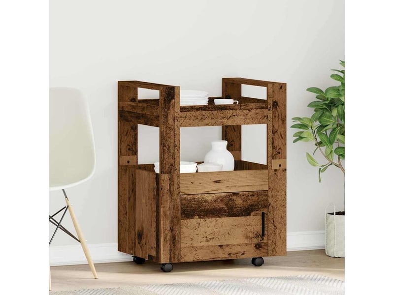 Desserte de cuisine, chariot de rangement bois ancien 60x45x80 cm shl62918 - Conforama B
