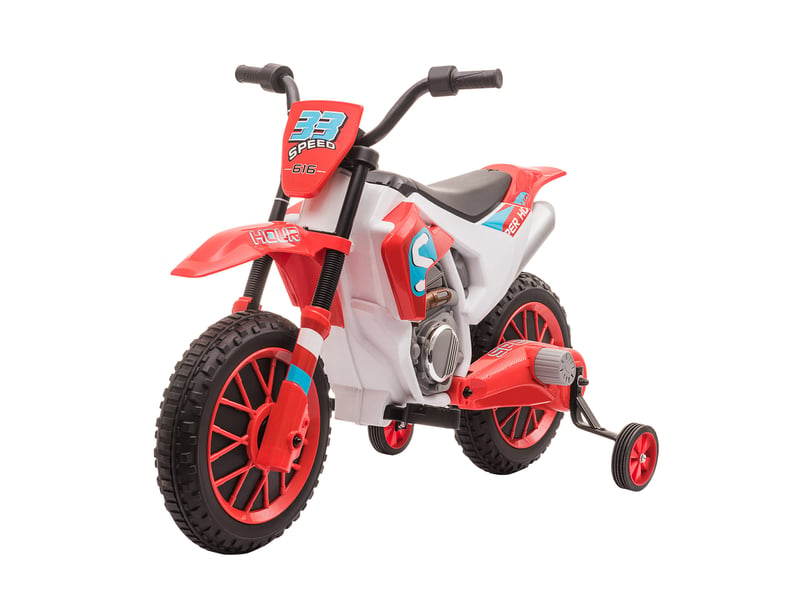 Moto électrique pour enfants de 3 ans et plus, 12 v, avec 2 roues d'équilibre, vitesse 3-8 kmh, démarrage progressif, 106,5 x 51,5 x 68 cm, rouge - Conforama B