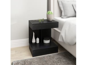 Table de chevet 40x30x46 cm avec tiroir et niche bois noir