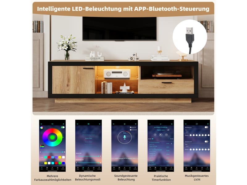  Meuble tv naturel 160cm meuble tv naturel - Conforama E