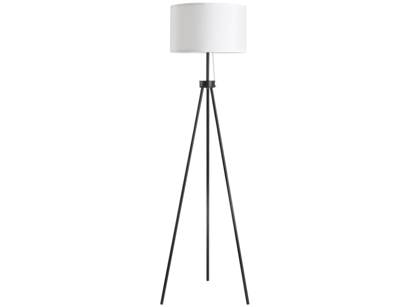  Lampadaire avec trépied en métal et abat-jour en tissu, design élégant et classique, ø 37 x 152 cm, pour la maison ou le bureau  - Conforama B