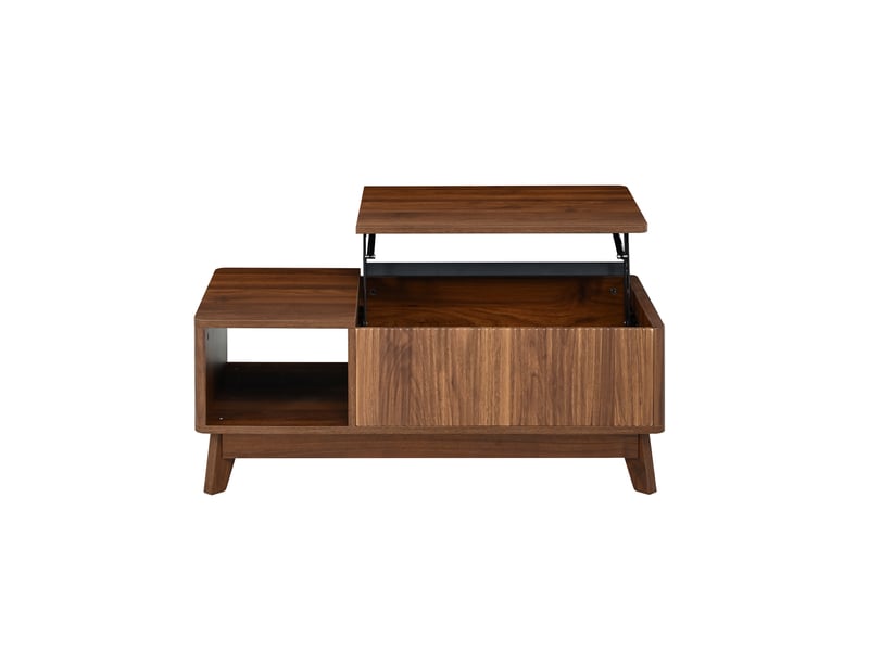  Table basse relevable, table de salon avec coffre de rangement et compartiment ouvert, en mdf style moderne 95x48x50cm, noyer  - Conforama D