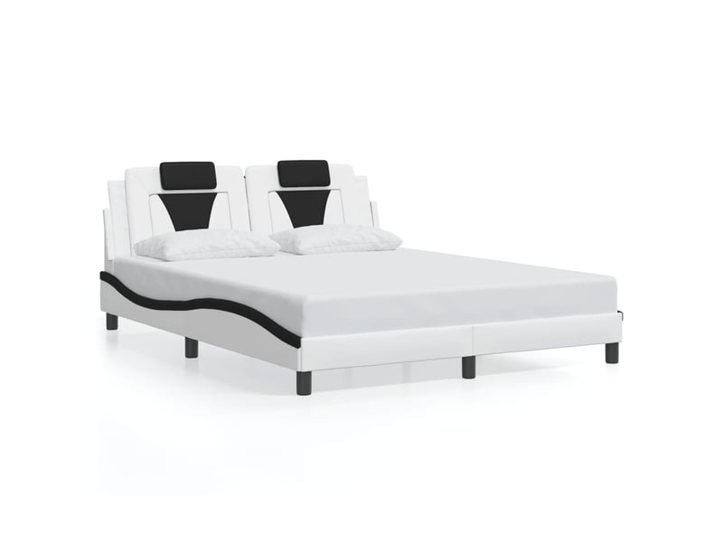 Lit double- lit adulte - cadre de lit viana avec led sans matelas blanc et noir 160x200 cm - Conforama D