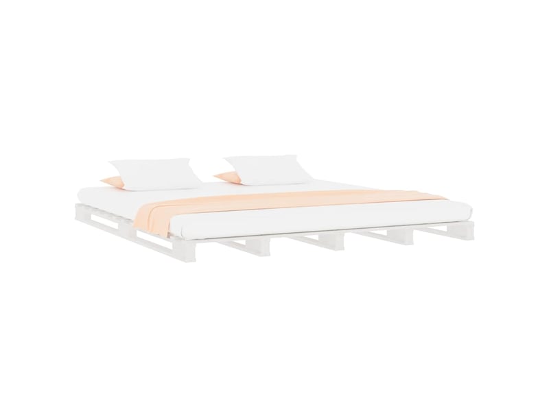  Lit double- lit adulte -  lit de palette blanc 135x190 cm bois de pin massif double  - Conforama B