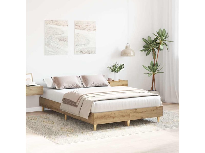  Lit double- lit adulte -  cadre de lit sans matelas chêne artisanal 135x190 cm  - Conforama B