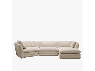 Canapé d'angle modulable et réversible en tissu beige