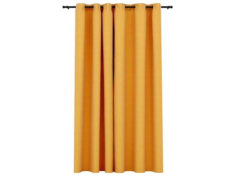  Rideau occultant, rideau black-out aspect de lin avec œillets jaune 290x245 cm cf43942  - Conforama A